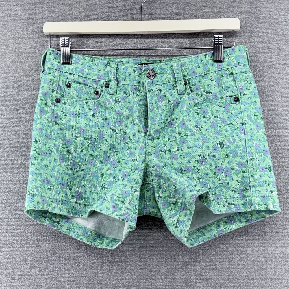 J Crew Stretch Shorts Women Size 0 Green Floral Casual Boho